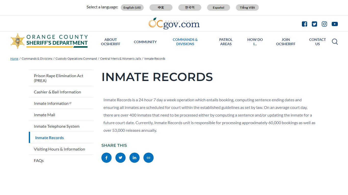 Inmate Records | Orange County, California - Sheriff's ...